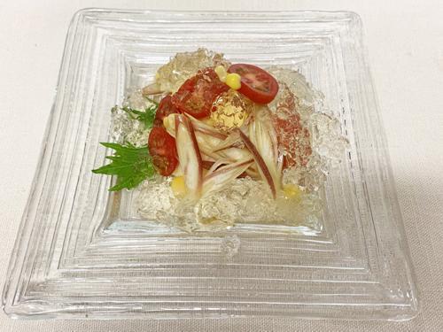 市販の白だしで手軽に！「卵豆腐とみょうがの和風ジュレサラダ」