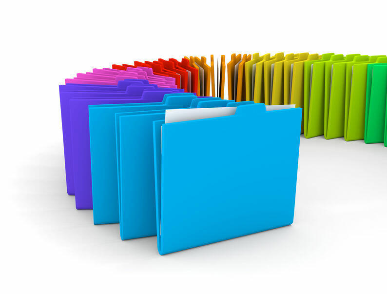 いろいろな色のファイルの写真