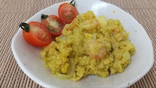 【パエリア風オートミール】オートミールで美味しいパエリア風味！炊飯器調理で簡単