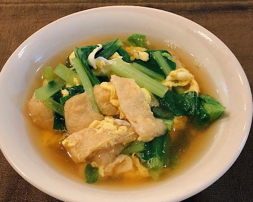 【油揚げと小松菜の卵とじ】めんつゆ使用でとってもお手軽！